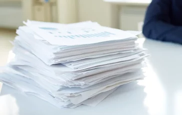 Pile de papiers sur un bureau