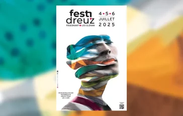 Affiche 2025 du festival de musique Festidreuz qui a lieu à Fouesnant dans le Finistère du 4 au 6 juillet
