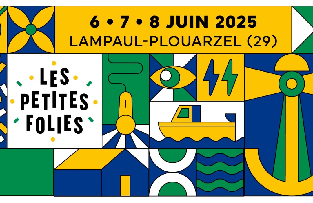 Affiche 2025 du festival de musiques Les Petites Folies à Lampaul Plouarzel dans le Finistère du 6 au 8 juin 2025